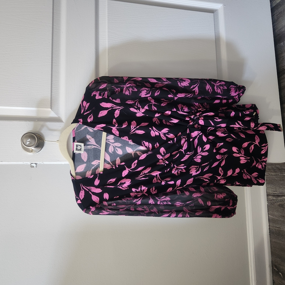 Floral Pink and Black Women's Top